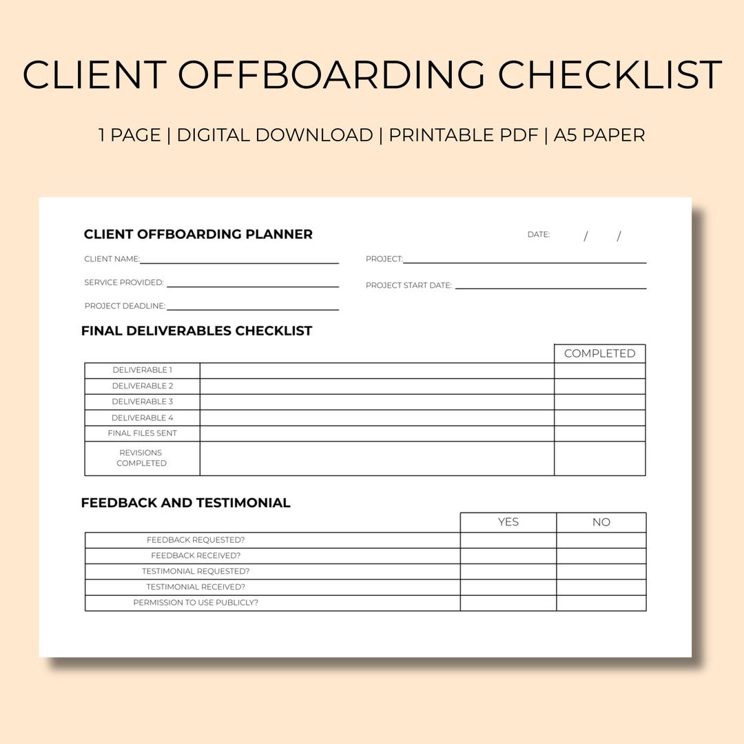 Printable Client Offboarding Template for Busy Entrepreneurs, New ...