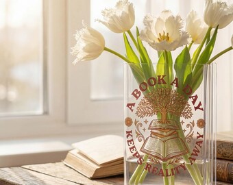 A Book A Day Keeps Reality Away Book Vase, Book Lover Home Decor, Reading Aesthetic Flower Vase, Literary Gift For Readers