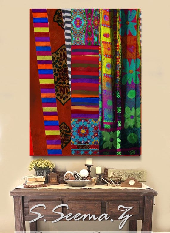 Bohemian Muses Mixed Media Boho Fabric Living Room Middle Eastern Dubai Decor Ethnic Islamic Desi Vibrant Turkish Morocco Seema