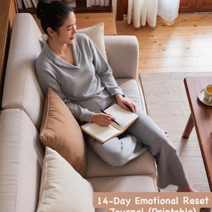 Emotional Reset Journal for Overwhelmed Moms – 14 Day Art Therapy Stress Relief Printable, Self Care Healing Journal