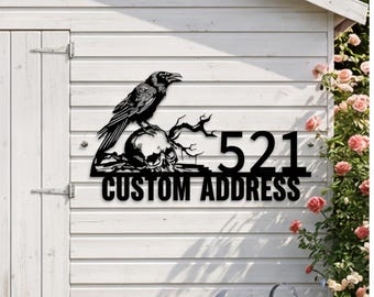 Aangepast adresbord voor vogels, moderne huisnummers metalen adresbordje, wanddecoratie buiten, gepersonaliseerd housewarmingcadeau nieuw huis