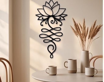 Elegant Lotus Metal Wall Sculpture, Serene Yoga & Meditation Decor,Meaningful House Blessing Gift, Chic Floral Art