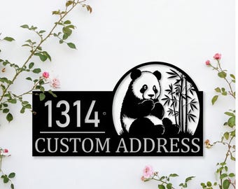 Metal Wall Art, Panda Eating Bamboo Silhouette, Nursery Decor, Baby Shower Gift, Kids Room Wall Decor, Panda Lover Gift, Custom Animal Sign