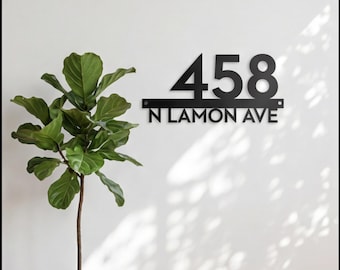 Números de casa modernos de metal, letrero minimalista para la entrada, decoración de pared de metal personalizada, letrero personalizado con el nombre de la familia.