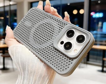 Funda MagSafe de malla disipadora de calor para iPhone 16-11 Pro Max: cubierta inalámbrica magnética