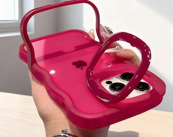 Funda plegable 2 en 1 con diseño ondulado transparente para iPhone / Diseño 3D rizado a prueba de golpes