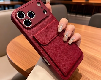 Funda de cuero tipo billetera para iPhone con ranura para tarjetas