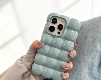 Funda para iPhone con diseño de celosía en 3D / Funda de silicona brillante a prueba de golpes