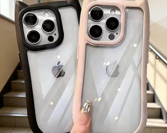 Funda transparente con orejas de gato para iPhone: silicona suave y resistente a los golpes