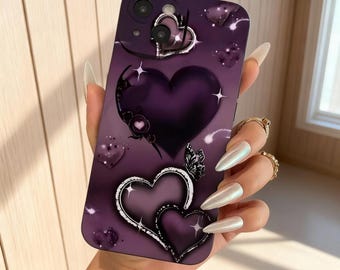 Funda para Samsung con corazón morado: bonita funda a prueba de golpes