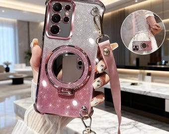 Funda cruzada con purpurina para Samsung Galaxy / Carcasa de espejo chapada a prueba de golpes