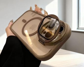 Funda con tapa y soporte para protección de lente de cámara para iPhone 11-16 ProMax / Magnético seguro