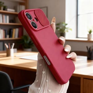 Silikonskal till iPhone med glidande linsskydd | Stötsäkert mjukt fodral för iPhone