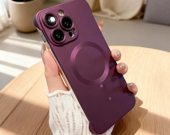 Funda magnética de titanio natural para iPhone/Funda magnética de PC sin bordes