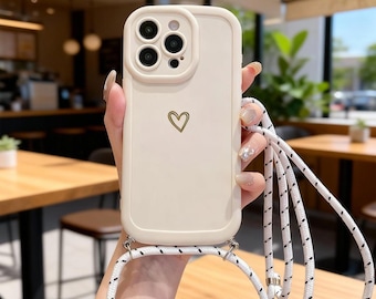 Crossbody Silikonhülle Lanyard für iPhone | Stoßfeste verstellbare Riemenabdeckung