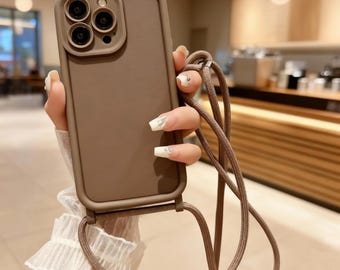 Funda cruzada con cordón para iPhone 11-16 Pro Max, suave y a prueba de golpes