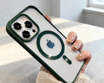 Funda transparente MagSafe de lujo para iPhone/Funda magnética transparente para iPhone 11-16 Pro Max