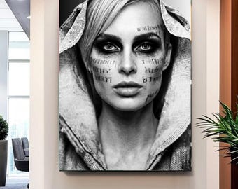 Black White Female Portrait Print Minimalist Decor Modern Fashion Wall Art Digital Download