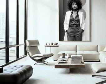 Powerful Woman Portrait Wall Art – Modern Minimalist Printable Poster (Digital Download)