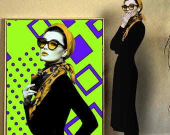 Pop Art Digital Wall Art – Modern Woman Portrait | Colorful Printable Poster