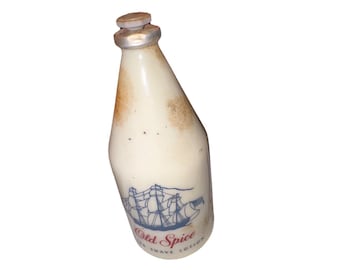 VTG Full? Old Spice After Shave Lotion Shulton Milk Glass Bottle 4.75oz Early Am