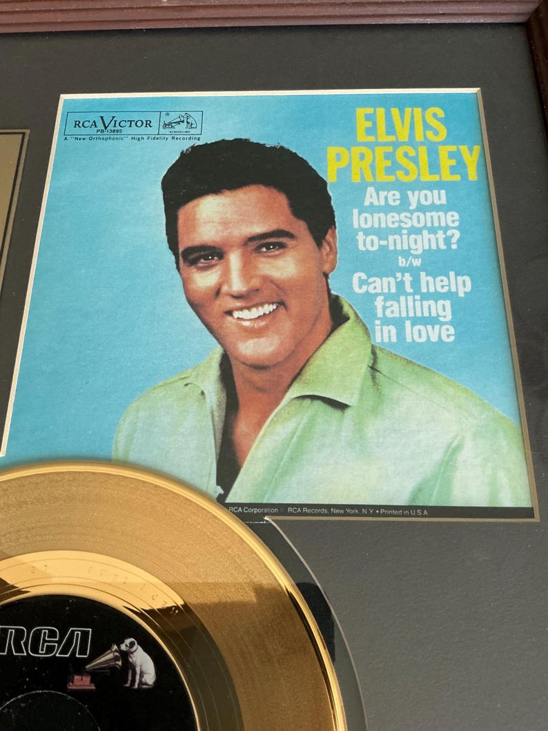 Elvis Presley 24KT Gold Plated Record Frame: Million Seller ...