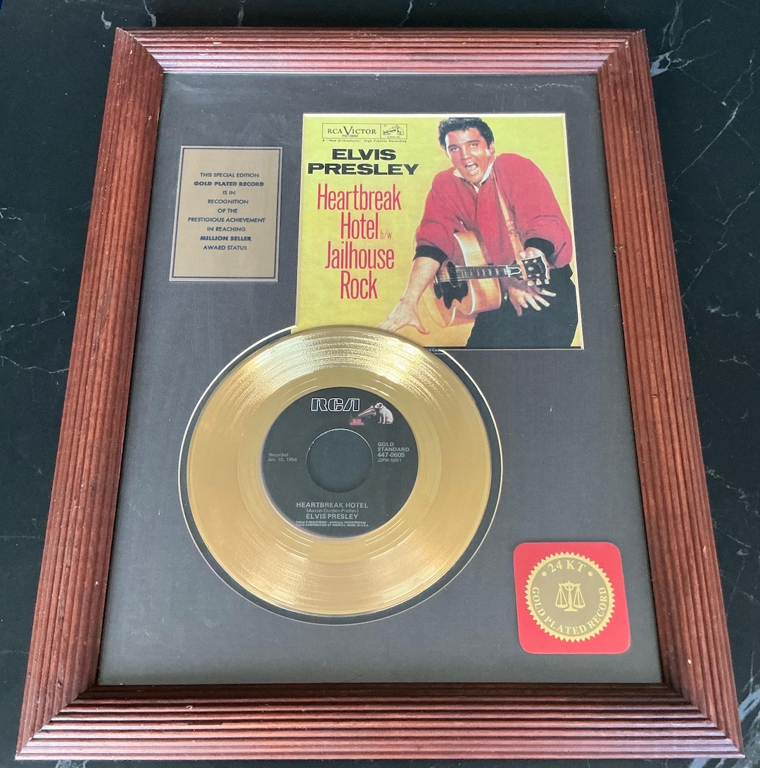 Elvis Presley 24KT Gold Plated Record “heartbreak Hotel/jailhouse Rock ...