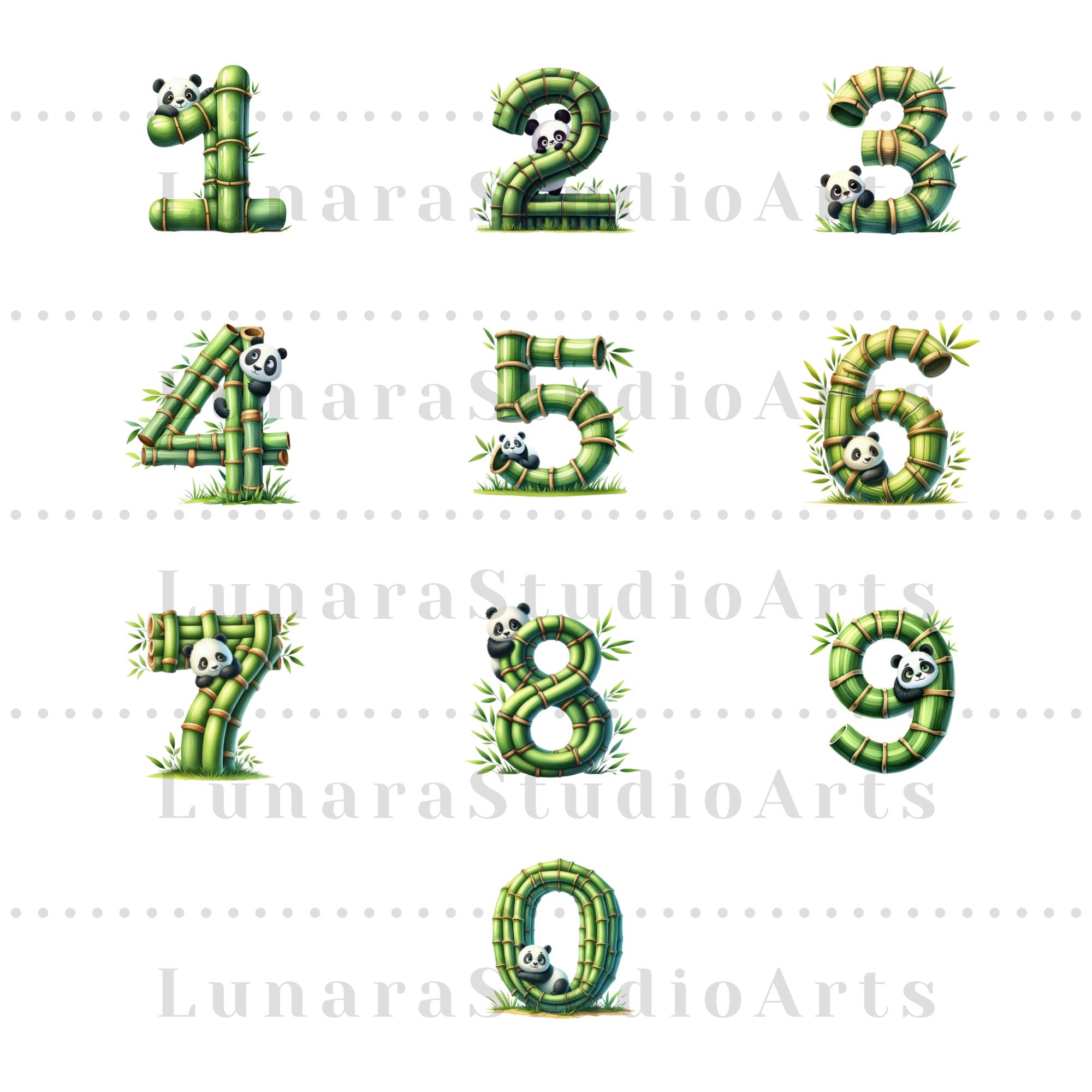 Bamboo Panda Alphabet Numbers PNG Bundle | Kids Nursery Sublimation ...