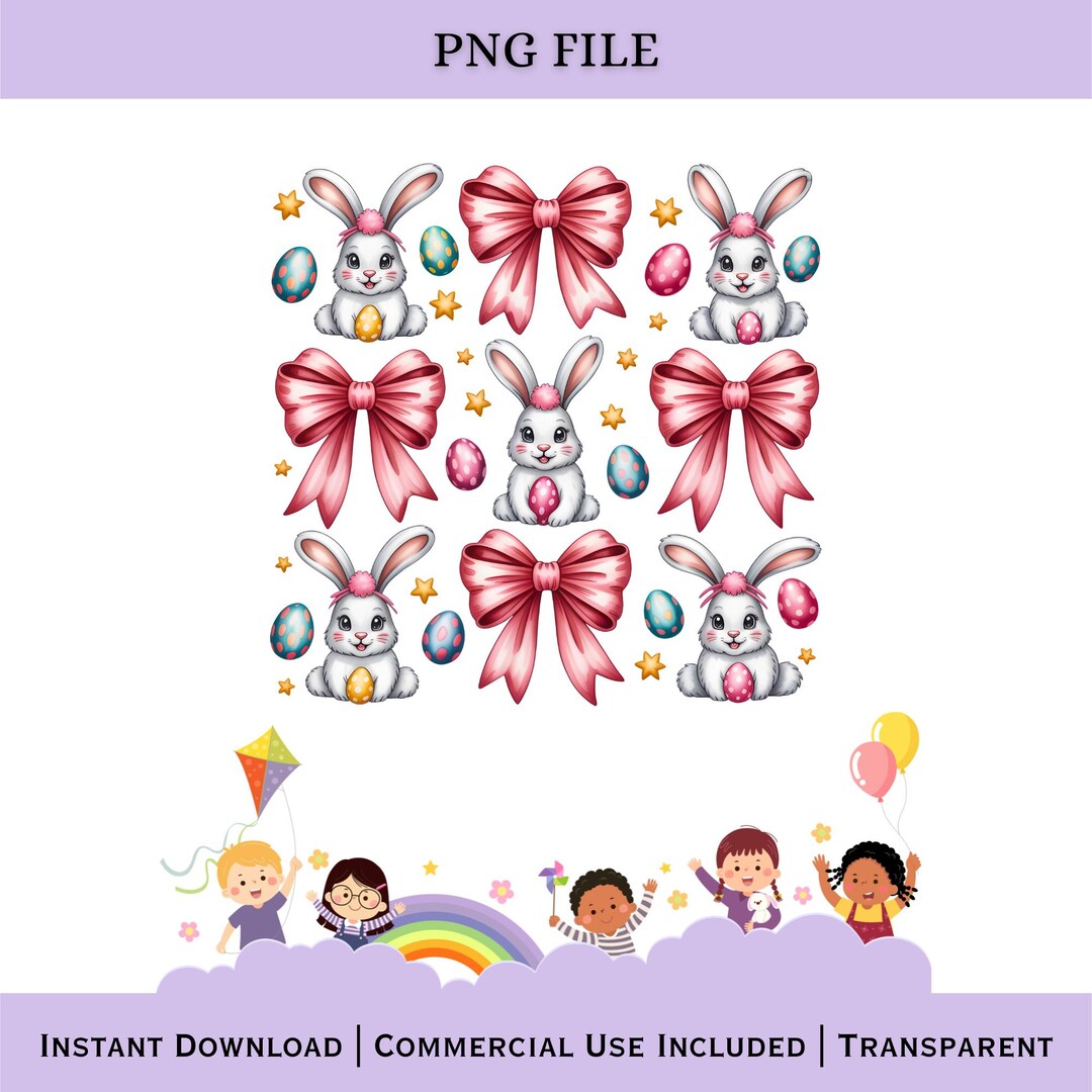 Easter Bunny Bow PNG Set | Holiday Clipart Collection Sublimation File ...