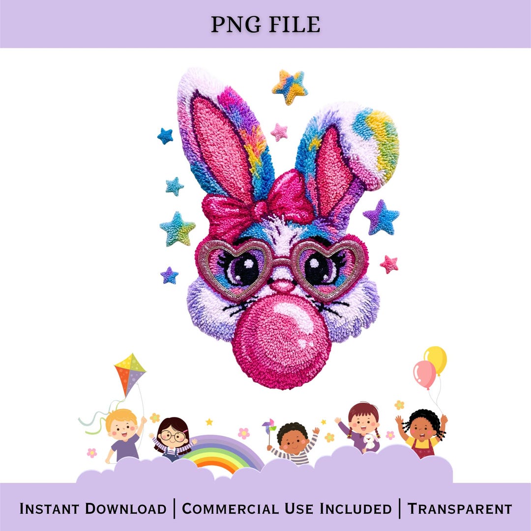 Easter Bunny PNG | Latch Hook Rabbit Face Sublimation File Spring ...