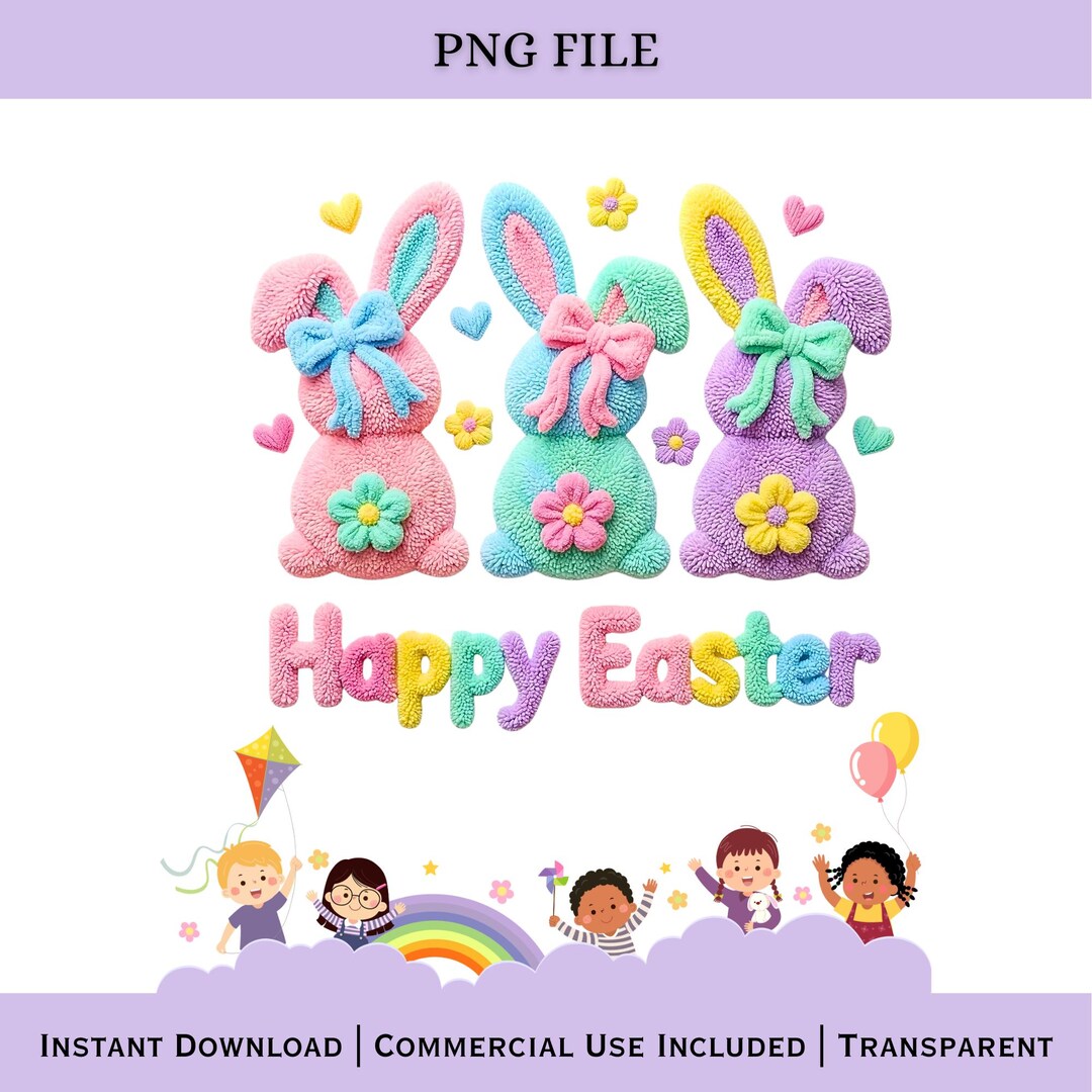 Happy Easter Latch Hook Bunny PNG | Spring Holiday Sublimation Graphic ...