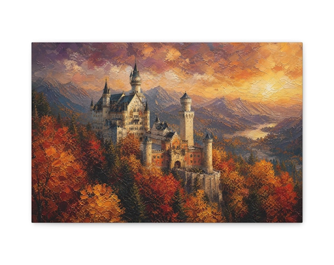 Autumn Castle Landscape Matte Canvas