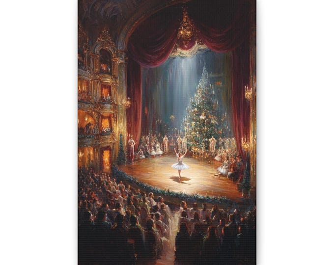Nutcracker Ballet stage scene Canvas | Christmas theater wall art