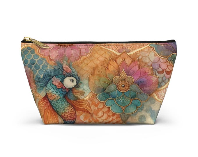 Koi Fish Floral Pattern Accessory Pouch
