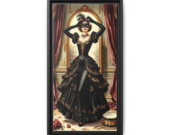 Victorian Masquerade Lady Matte Canvas Framed | Gothic Costume Wall Art