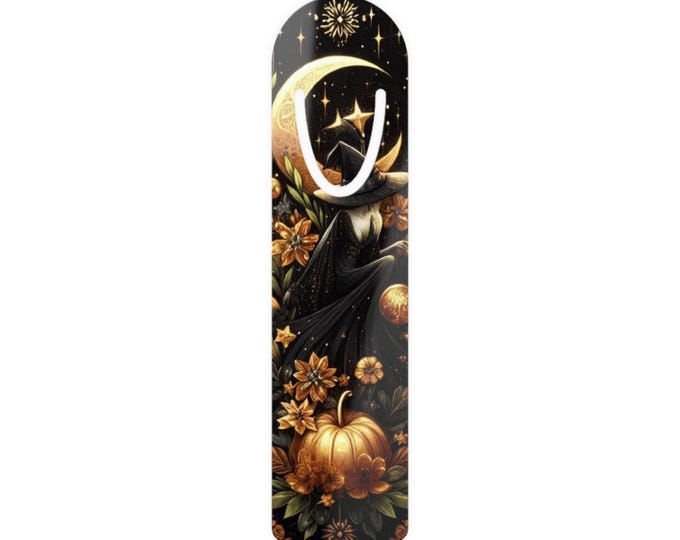 Moon Witch Halloween Bookmark | Pumpkin Night Reading Accessory
