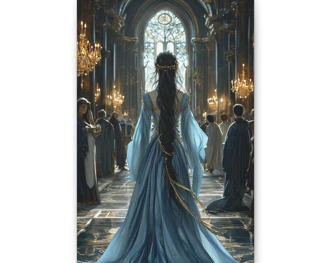 Medieval Queen in Blue Gown Classic Canvas | Fantasy Castle Artwork