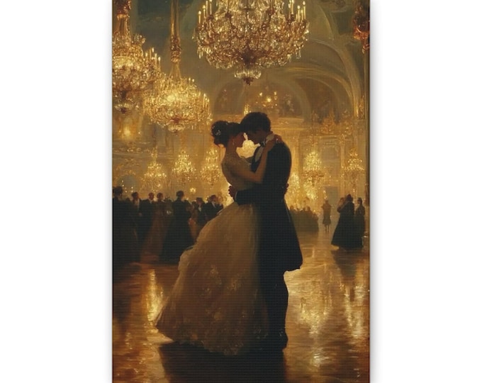 Victorian Ballroom Couple Canvas | Romantic Dance Wall Art