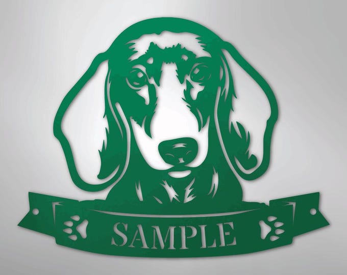 Dachshund Face Monogram - Steel Sign