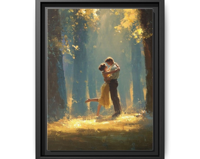 Couple Embrace Forest Dance Matte Canvas Framed