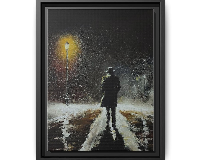 Solitary Figure in Snow Matte Canvas