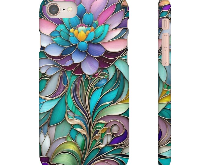 Colorful Stained Glass Lotus Snap Case | Floral Phone Case, Vibrant Boho Pattern