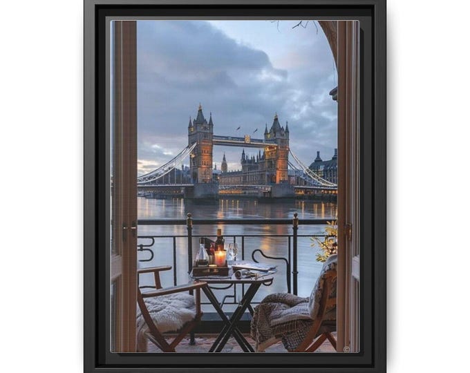 Tower Bridge Balcony View Matte Canvas Framed | London Cityscape Wall Art