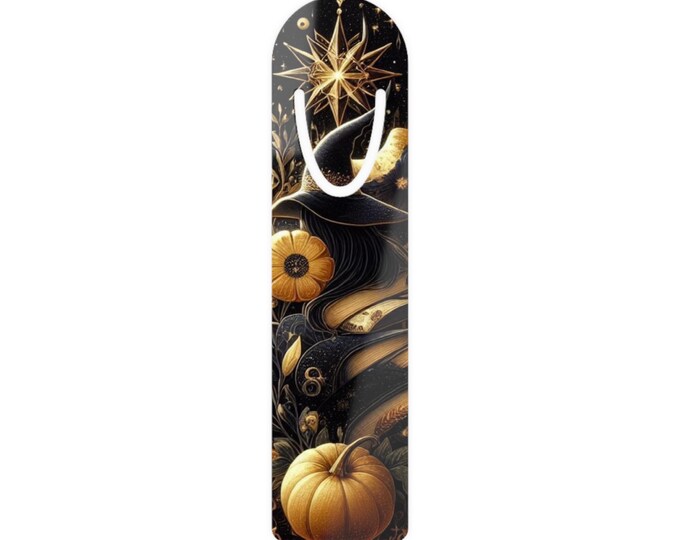 Autumn Pumpkin Floral Bookmark | Metal Page Marker, Fall Harvest Design