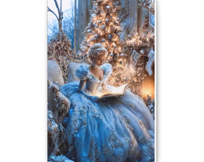 Christmas Princess Canvas Print, Fairytale Holiday Decor