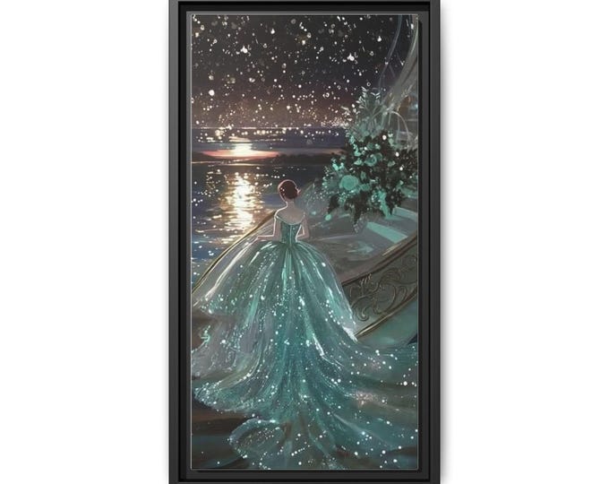 Starry Night Ballgown Matte Canvas Print framed | Romantic Fantasy Wall Art