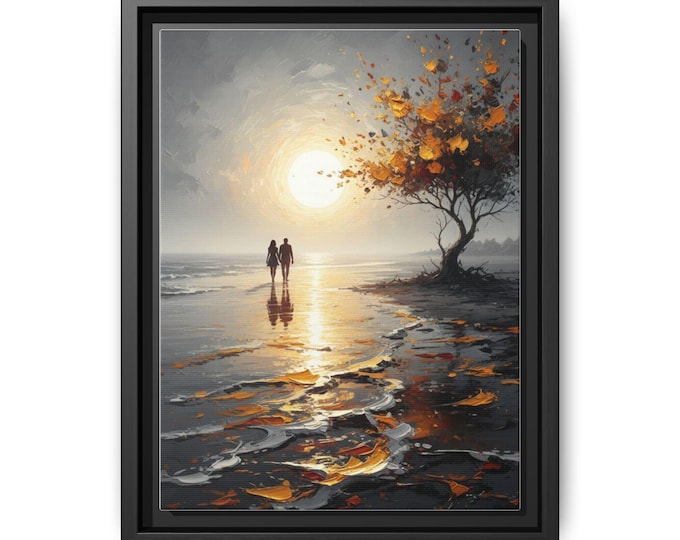 Sunset Lovers Beach Walk Canvas
