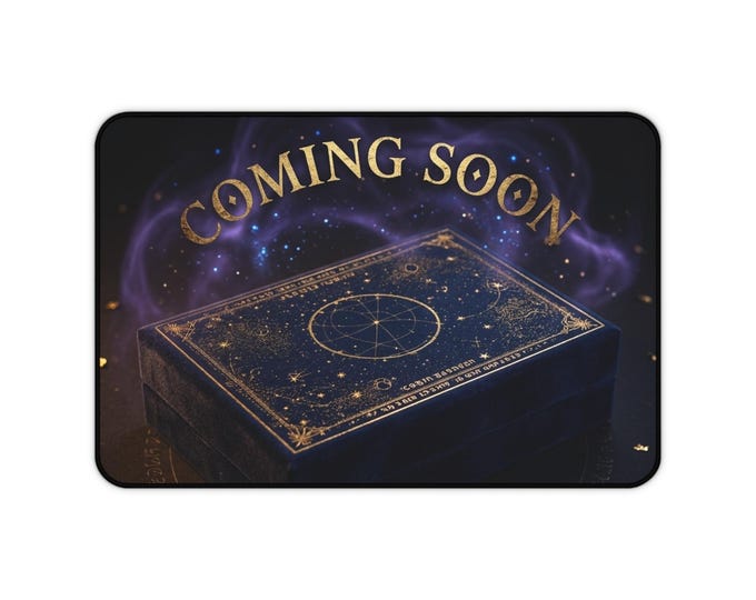 Mystic Grimoire Coming Soon Desk Mat | Magical Book, Astrological Design