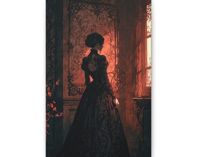 Victorian Lady Silhouette Canvas | Classic Wall Art