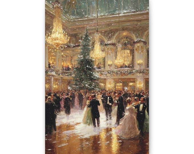 Victorian Holiday Ball Canvas | Christmas Ballroom Wall Art